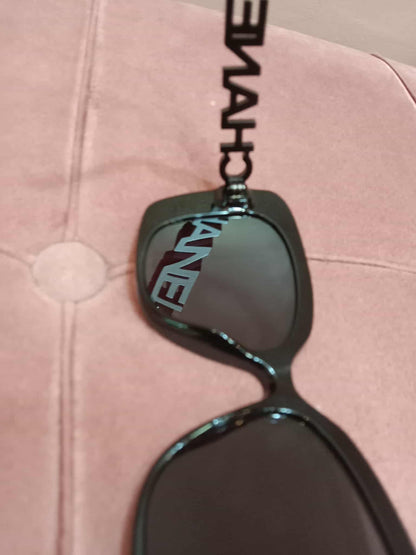 Chanel Square Sunglasses with Black Acetate Frame and Gray Lenses