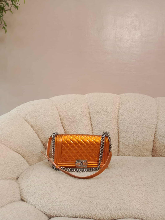 Chanel Quilted Patent Leboy Bronze Series 19
