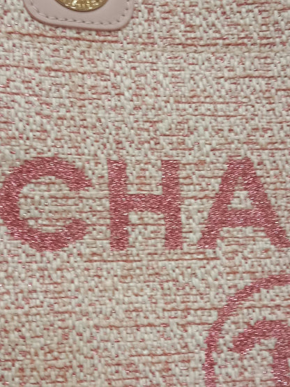 Chanel Deauville Tote Tweed Pink Microchipped