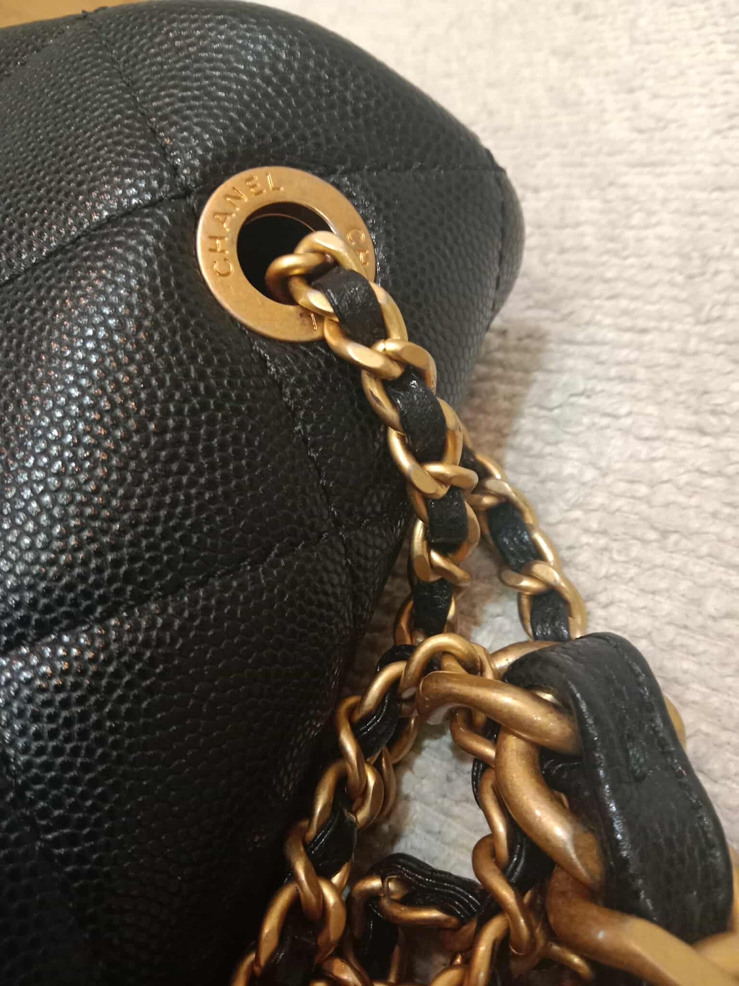 Chanel Seasonal Flap Caviar Black Microchipped