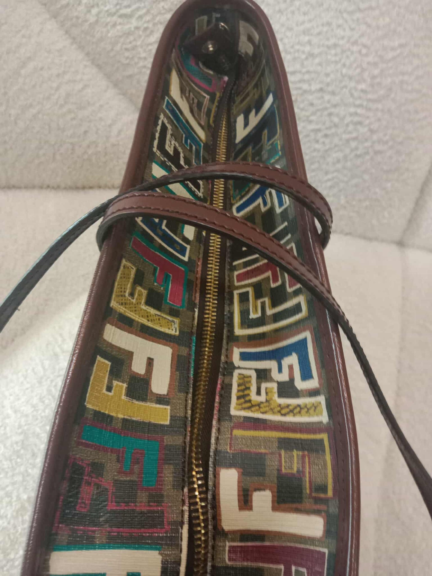 Fendi Multicolor Zucca Spalmati Roll Tote Bag