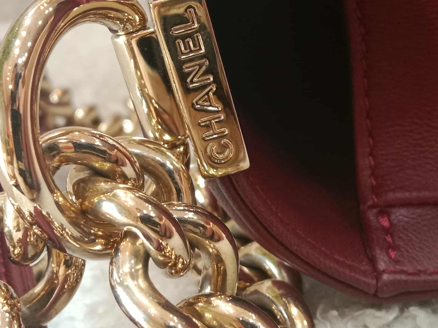 Chanel Boy Flap New Medium Burgundy Lambskin Series 22