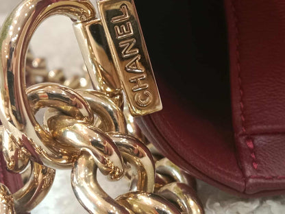 Chanel Boy Flap New Medium Burgundy Lambskin Series 22