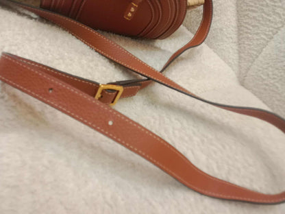 Chloe Marcie Leather Trimmed Raffia Basket Bag Tan