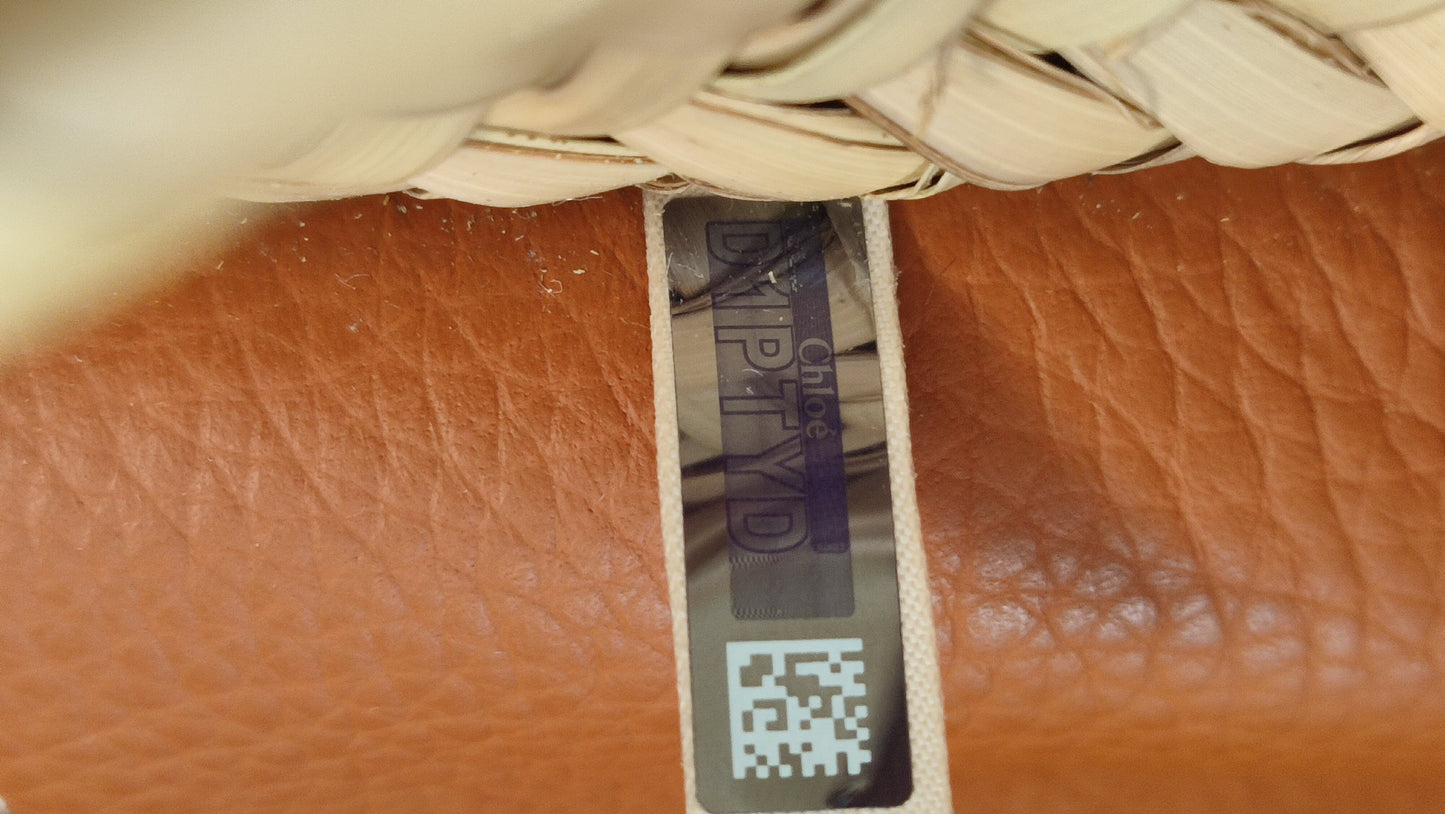 Chloe Marcie Small Raffia Basket Brown Bag