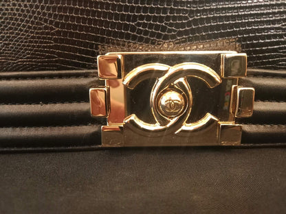 Chanel Leboy Lizard/Calfskin Black Leboy Small Series 27