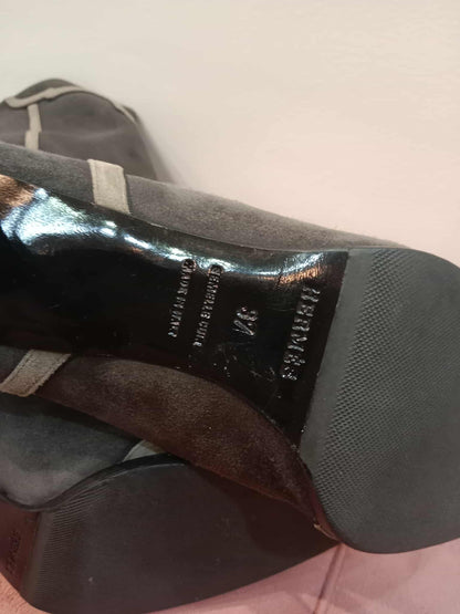 Hermes Knee-High Boots Suede Chocolate Brown Size 37