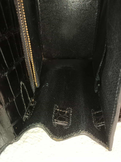 Hermes Kelly 28 Crocodile Noir Stamp S Circle 1989