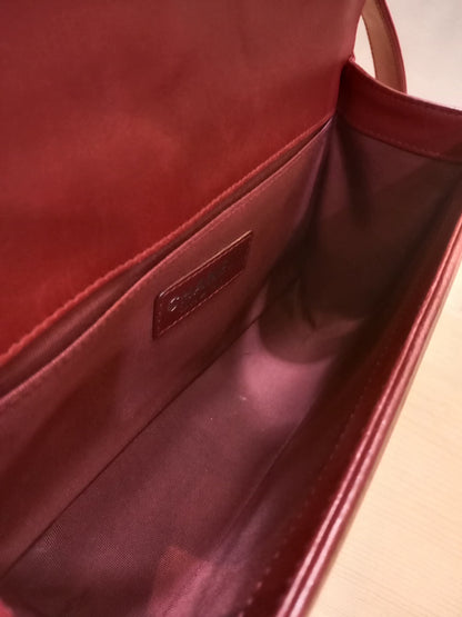 Chanel Le Boy Bag Red Lambskin Medium Series 18