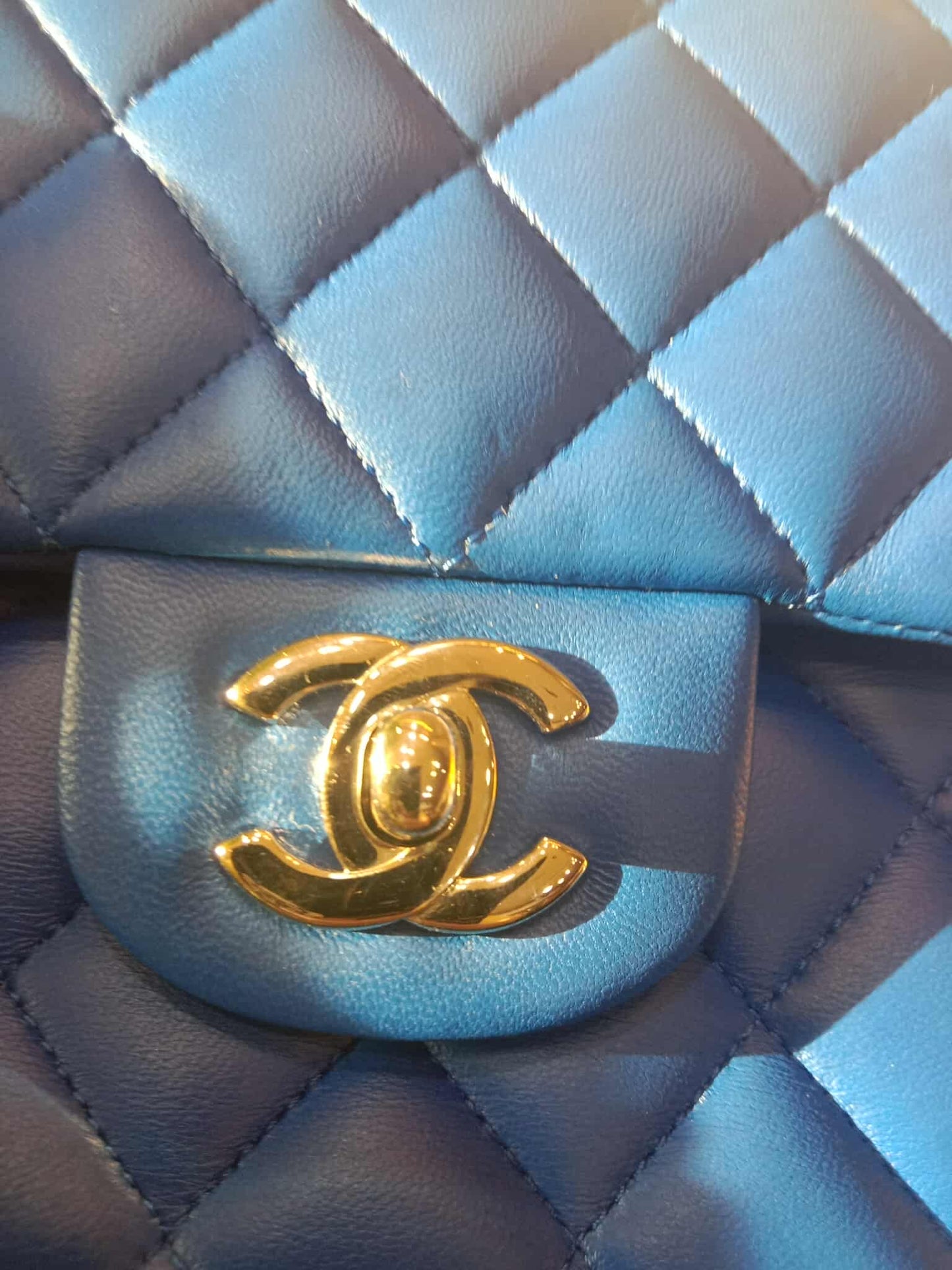 Chanel Classic Medium Double Flap Lambskin Blue Series 26