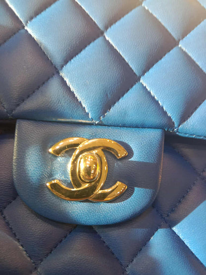 Chanel Classic Medium Double Flap Lambskin Blue Series 26