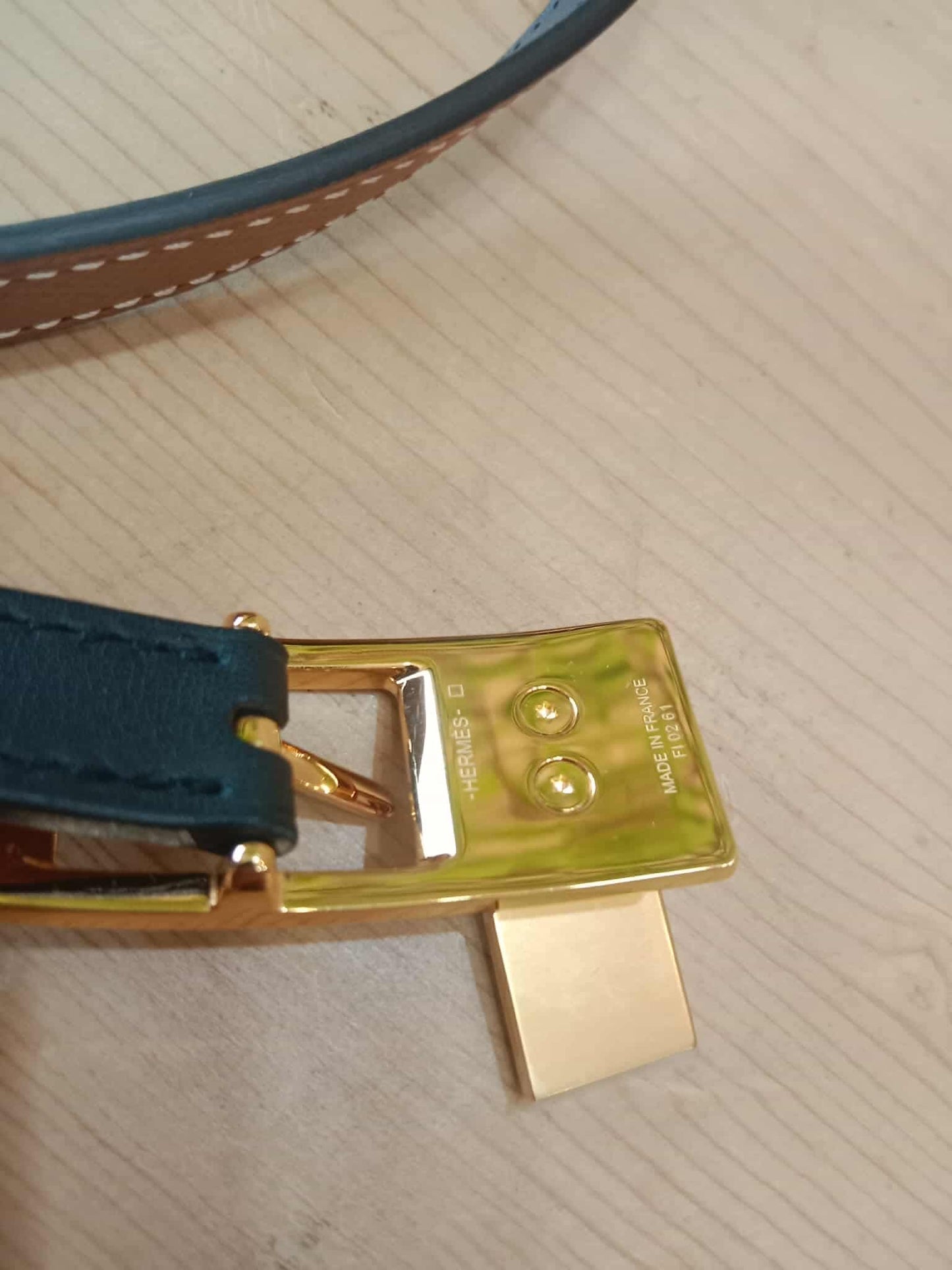 Hermes Lucky 15 Reversible Belt Swift/Epsom Gold/Noir Stamp Z 2021