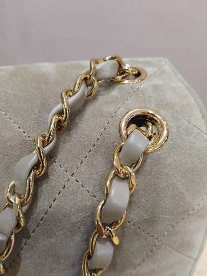 Chanel XXL Flap in Dark Beige Suede Microchipped