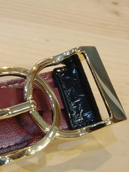 Chanel Crocodile Embossed Calfskin & Metal Belt Black Brandnew