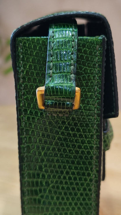 Hermes Lizard Green Vintage Bag Stamp O Circle 1985