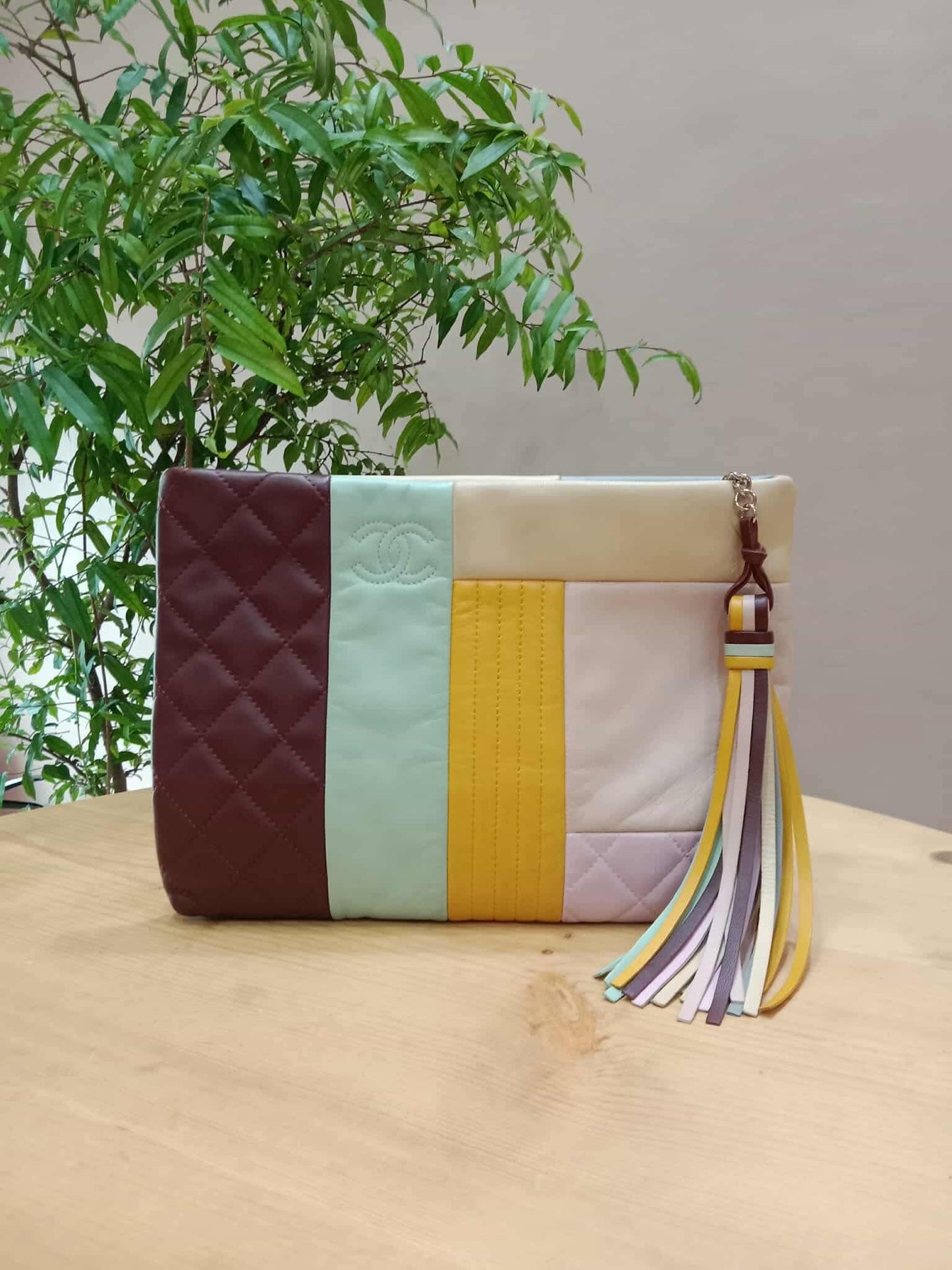 Chanel Colorblock Patchwork O-Case Clutch Lambskin Series 22