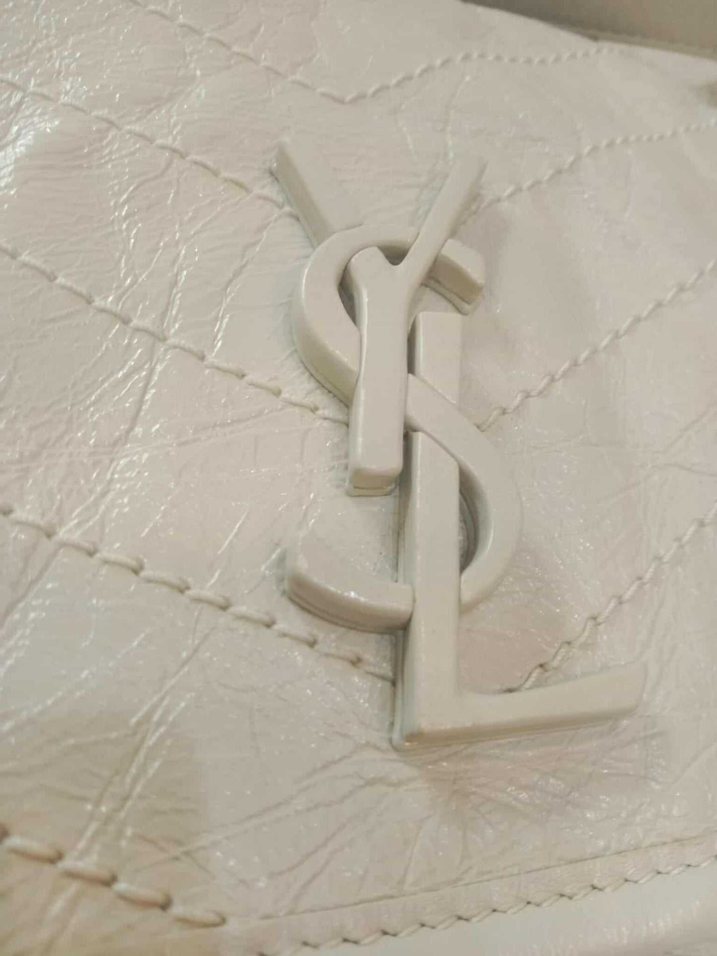 Saint Laurent Niki Medium Shoulder Bag in White Quilted Calfskin