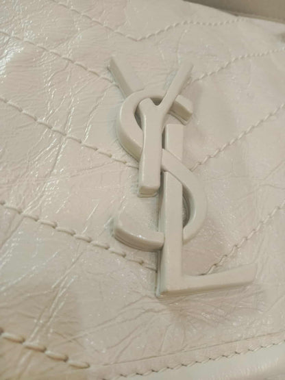 Saint Laurent Niki Medium Shoulder Bag in White Quilted Calfskin
