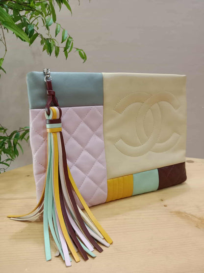 Chanel Colorblock Patchwork O-Case Clutch Lambskin Series 22