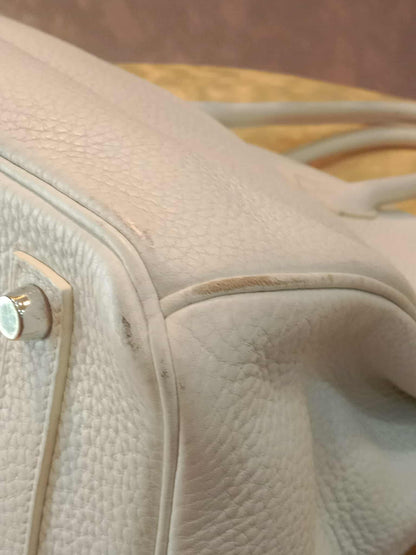 Hermes Birkin 35 White Clemence Stamp N Square 2010