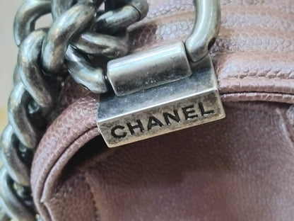 Chanel Le Boy Rose Gold Old Medium Caviar Series 26