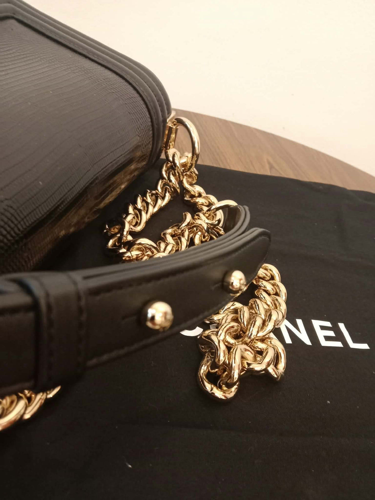 Chanel Leboy Lizard/Calfskin Black Leboy Small Series 27