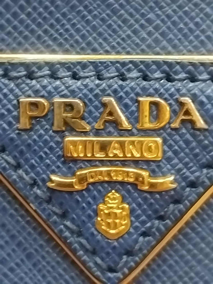 Prada Saffiano Lux Double Zip Tote Bag Blue GHW (208)