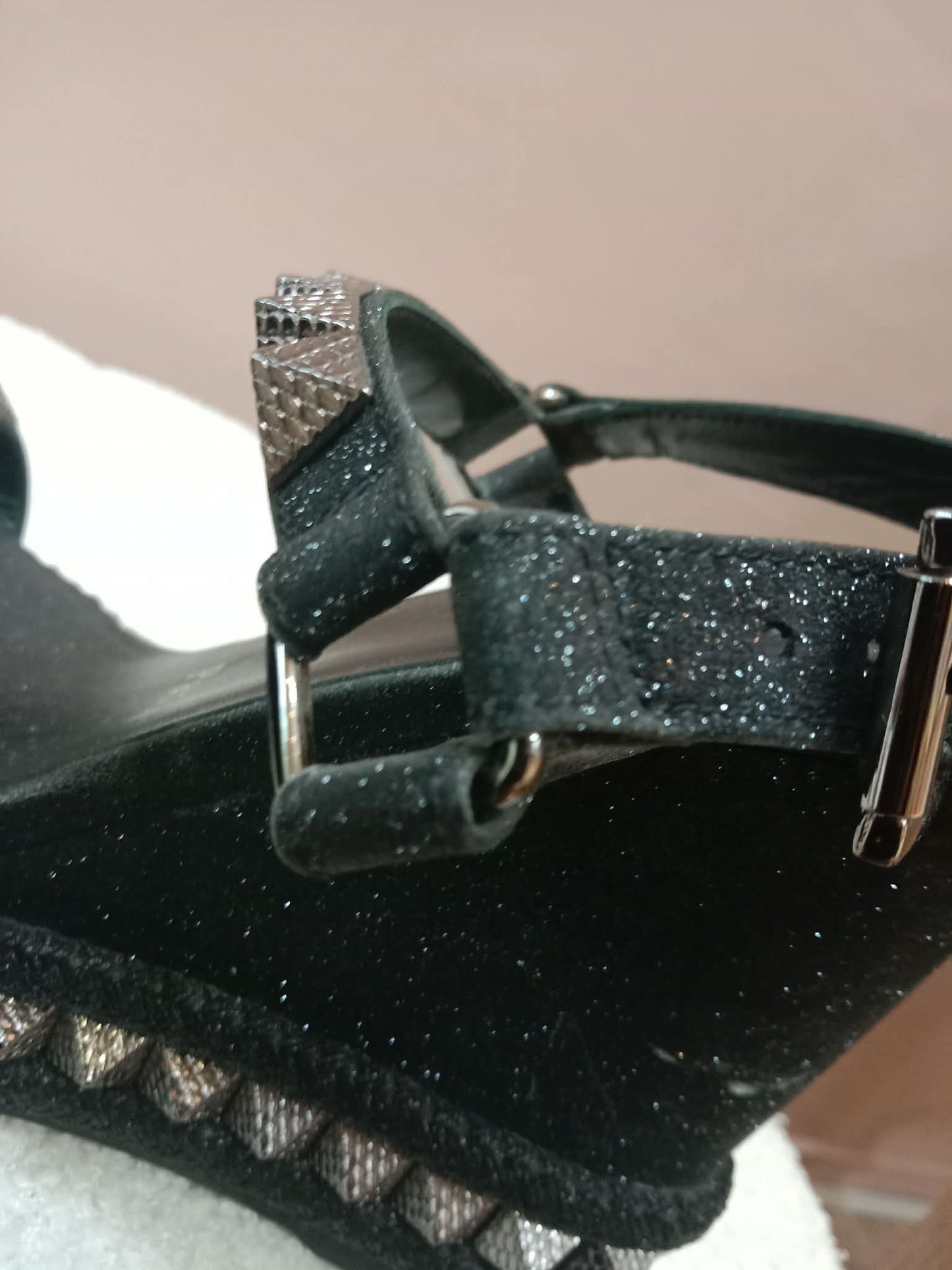 Christian Louboutin Pyraclou Wedge Black Pyramid Studs Size 36