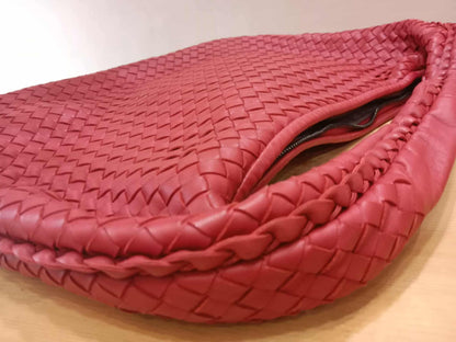 Bottega Veneta Intrecciato Hobo Bag Red