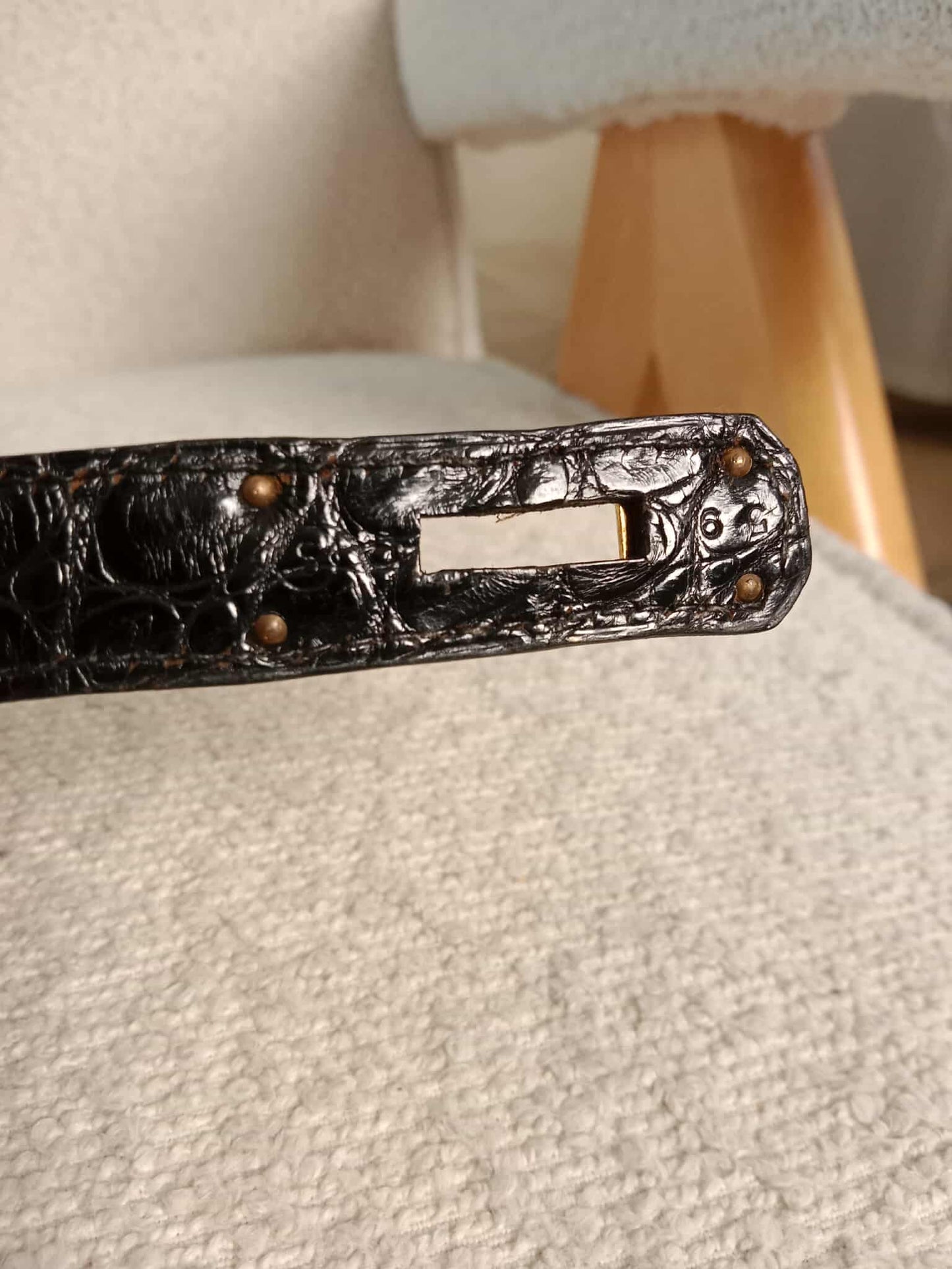 Hermes Kelly 28 Crocodile Noir Stamp S Circle 1989