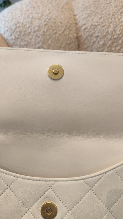 Chanel Hobo Chained Bag White Lambskin Series 31 Fullset