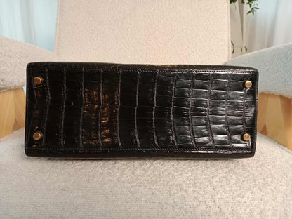 Hermes Kelly 28 Crocodile Noir Stamp S Circle 1989