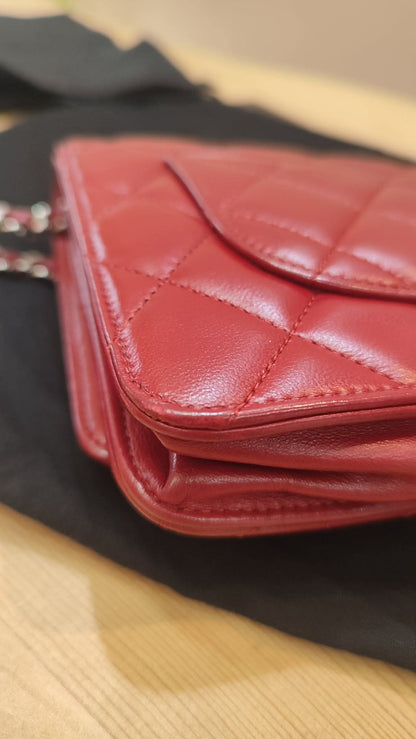 Chanel Wallet on Chain Red Lambskin Series 16
