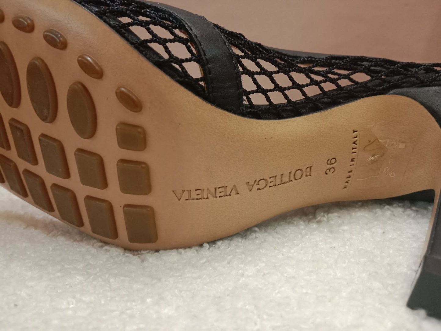 Bottega Veneta Stretch Pumps Black Mesh Square Toe Size 36