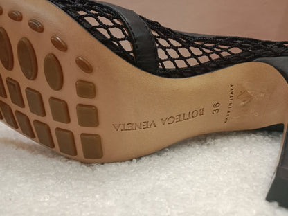 Bottega Veneta Stretch Pumps Black Mesh Square Toe Size 36