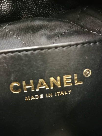 Chanel 22 Shiny Caviar Black Monochrome Mini Microchipped