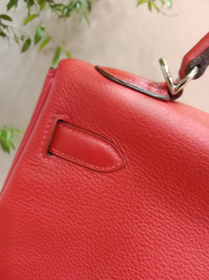 Hermes Kelly 32 Rouge Casaque Togo Stamp I Square 2005