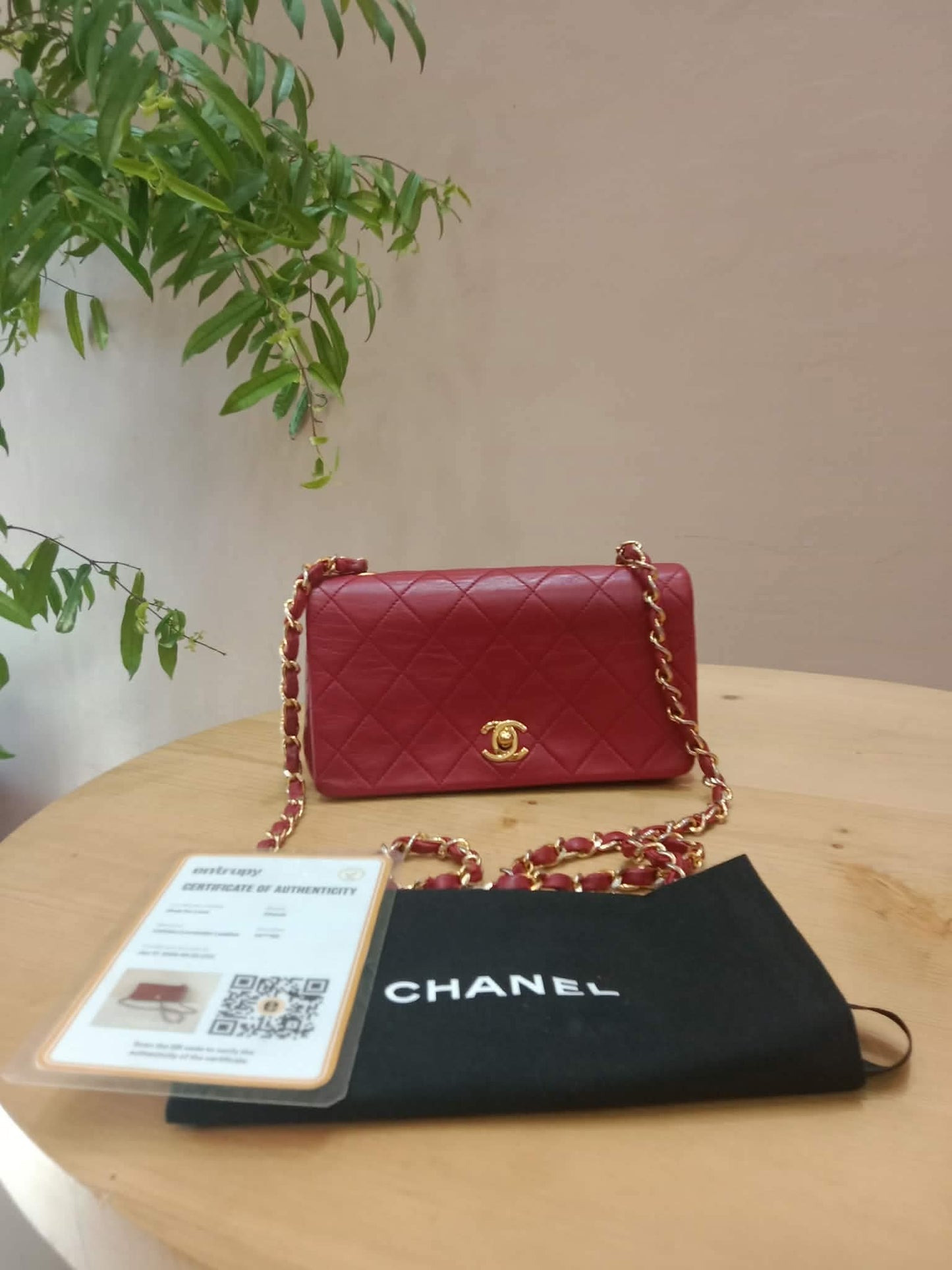 Chanel Red Matelasse Lambskin Chain Flap Shoulder Bag Series 1