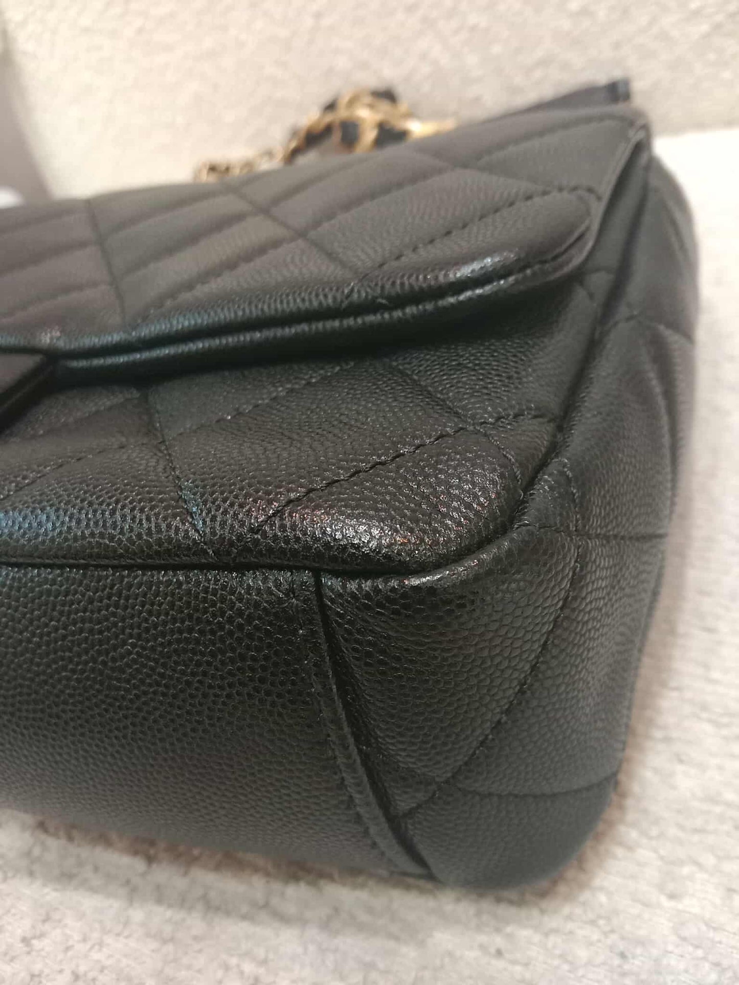 Chanel Seasonal Flap Caviar Black Microchipped
