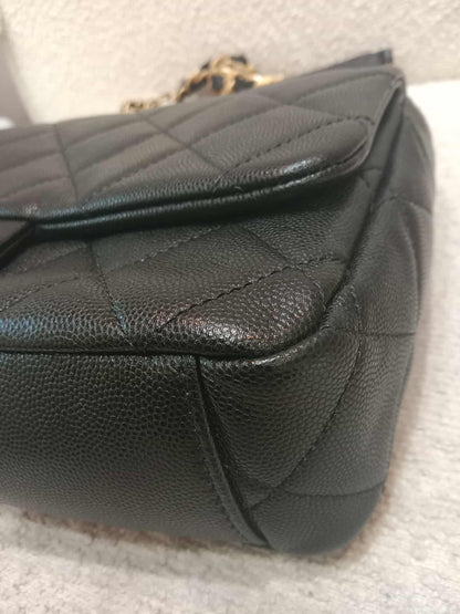 Chanel Seasonal Flap Caviar Black Microchipped