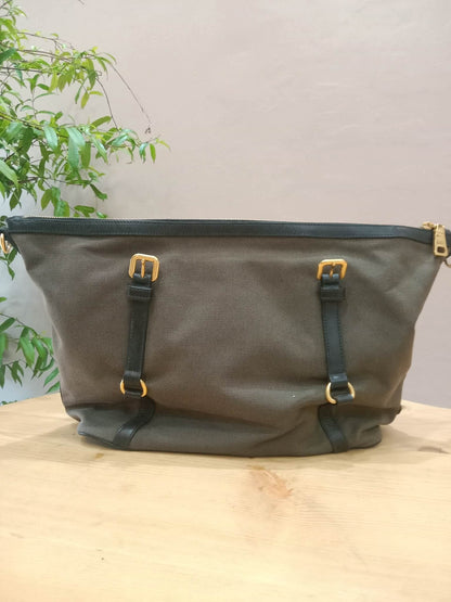 Prada Logo Jacquard Tote Corda Bruciato