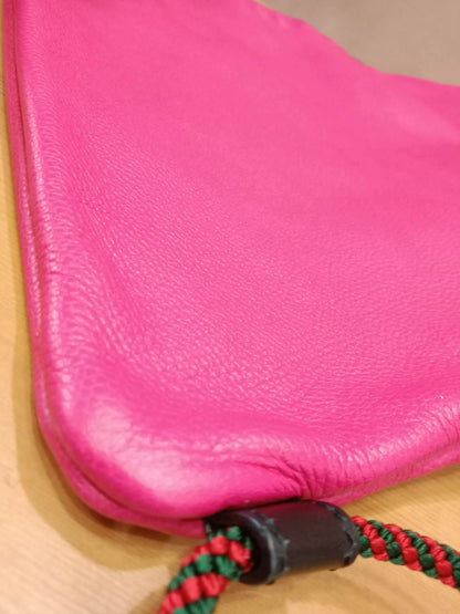 Gucci Printed Drawstring Backpack Grained Leather Pink/Black