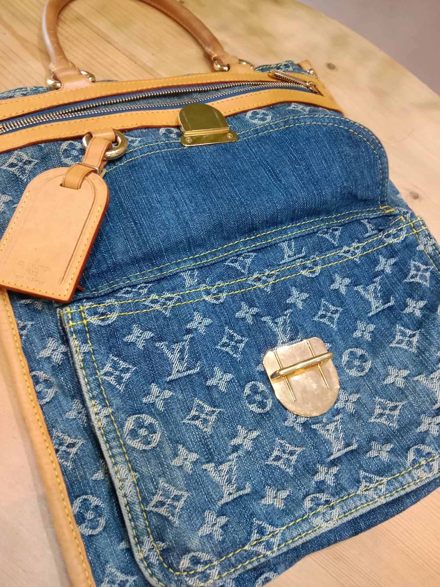Louis Vuitton Monogram Denim Sac Plat Blue
