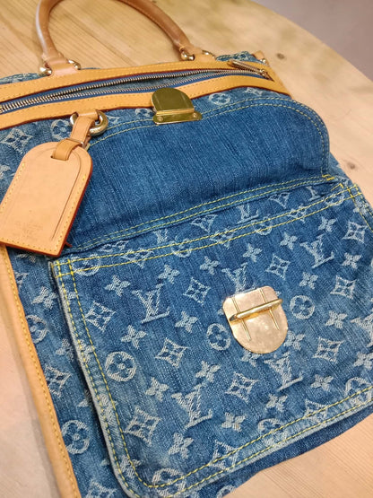 Louis Vuitton Monogram Denim Sac Plat Blue