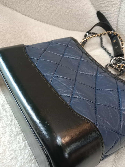 Chanel Gabrielle Small Hobo Bag in Navy/Black Calfskin Series 25