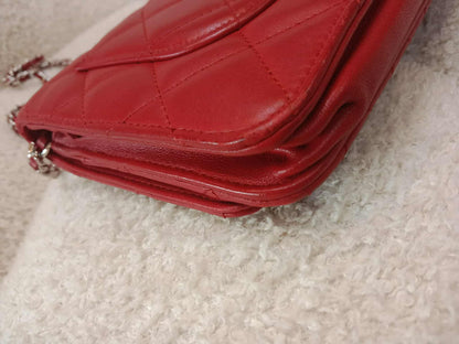 Chanel Classic Wallet On Chain Red Lambskin Series 16