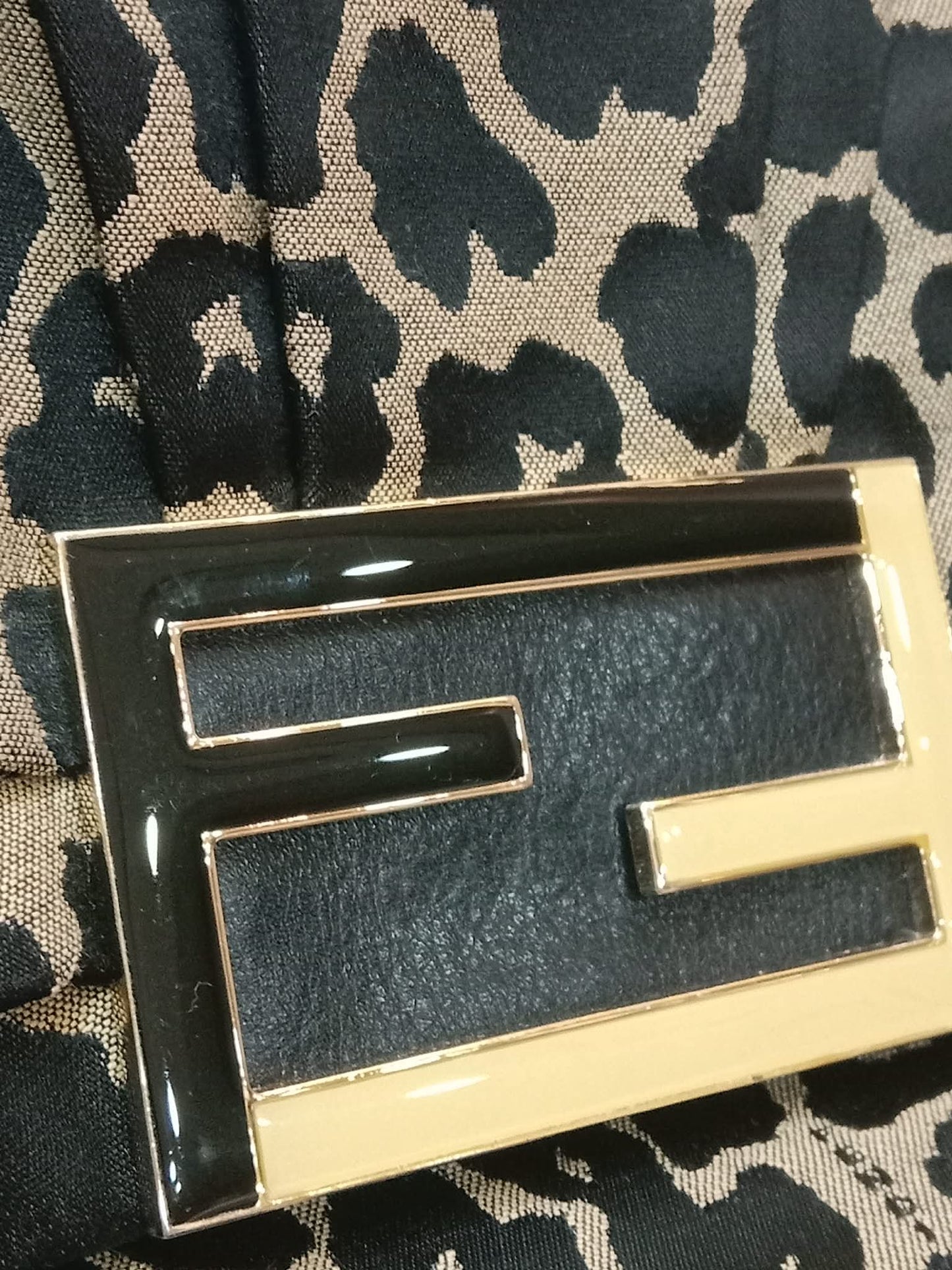 Fendi Mia Flap Bag Leopard Print Shoulder Bag