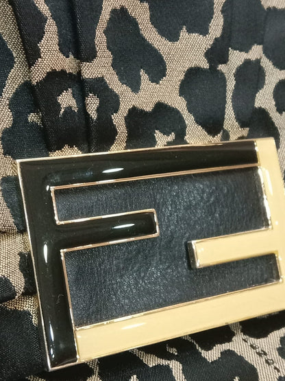 Fendi Mia Flap Bag Leopard Print Shoulder Bag