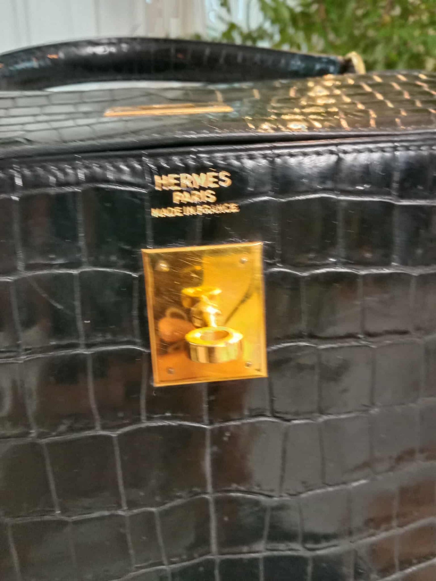 Hermes Kelly 35 Crocodile Noir Stamp G Circle 1977