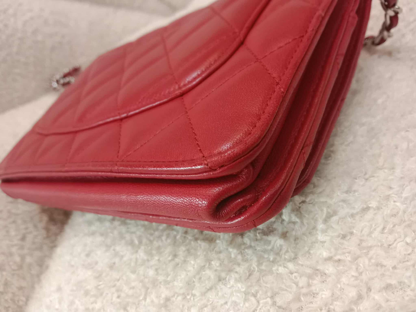 Chanel Classic Wallet On Chain Red Lambskin Series 16
